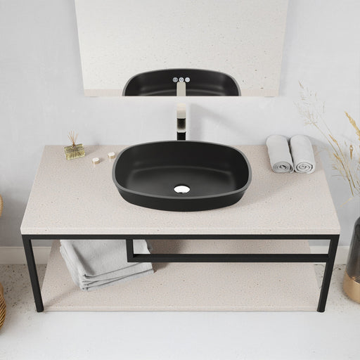 ANZZI LS-AZ913MB Ariadne vessel sink in the listed finish, installed room view 1