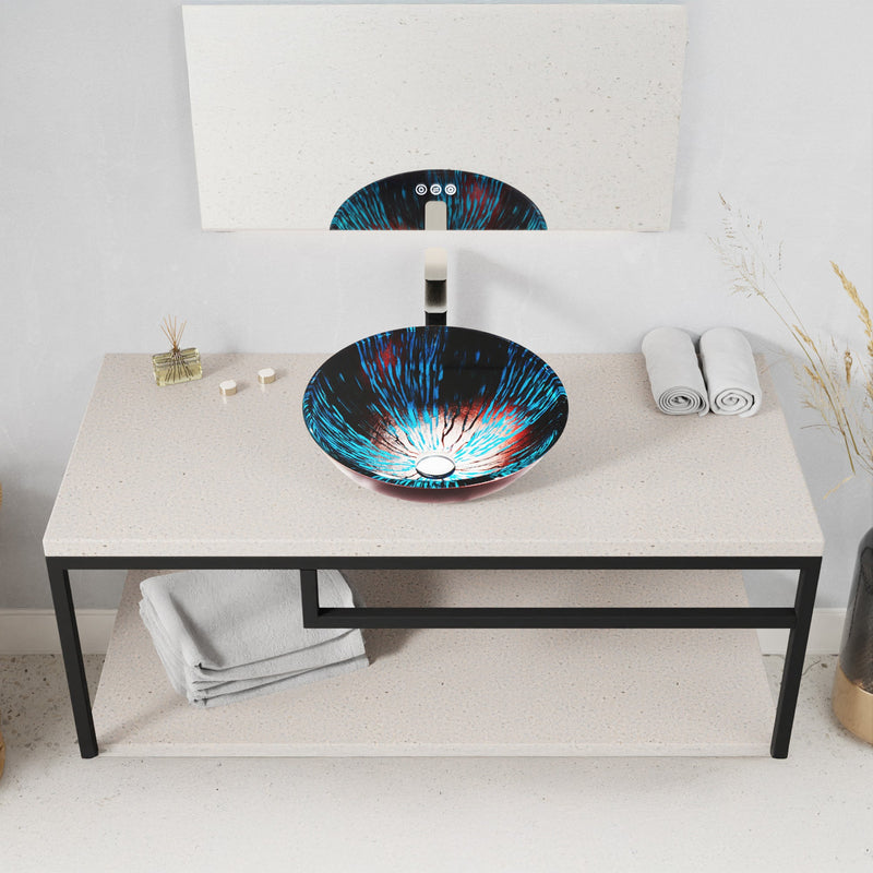 ANZZI LS-AZ916 Belissima vessel sink in the listed finish, installed room view 1