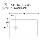 ANZZI SB-AZ007WL Shower Base dimension drawing with measurements
