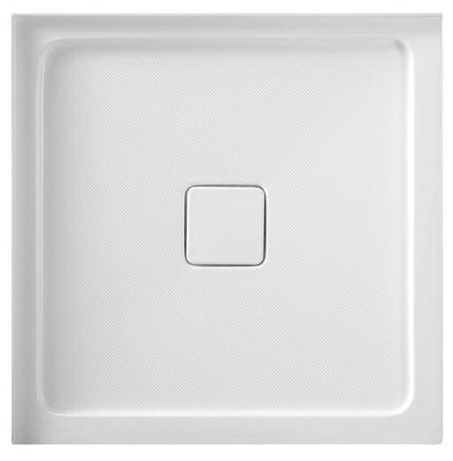 ANZZI SB-AZ009WH Corner Shower Base top view with square drain cover