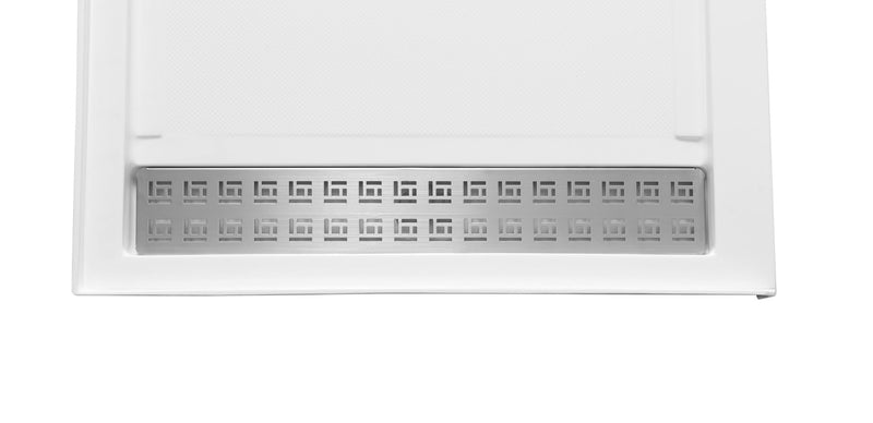 ANZZI SB-AZ012WL Corner Shower Base close-up of the trench drain grate