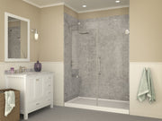 ANZZI SB-AZ013WL Shower Base installed in a bathroom with glass enclosure
