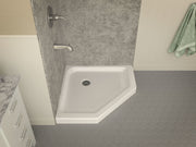 ANZZI SB-AZ01NO Corner Shower Base installed neo-angle base close view