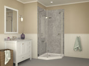 ANZZI SB-AZ01NO Corner Shower Base installed neo-angle enclosure in a bathroom