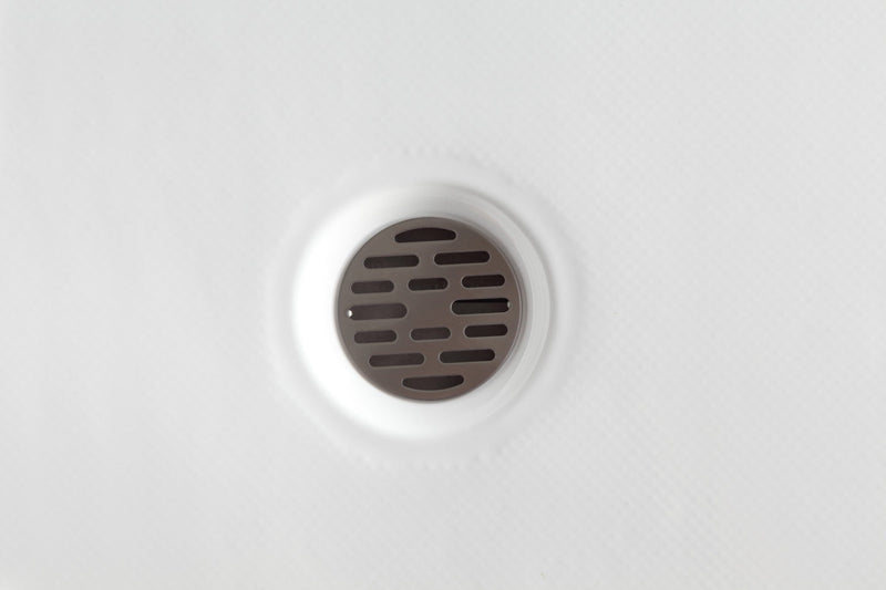 ANZZI SB-AZ022L Corner Shower Base close-up of the drain