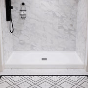 ANZZI SB-AZ201C Shower Base installed in a bathroom, front room view