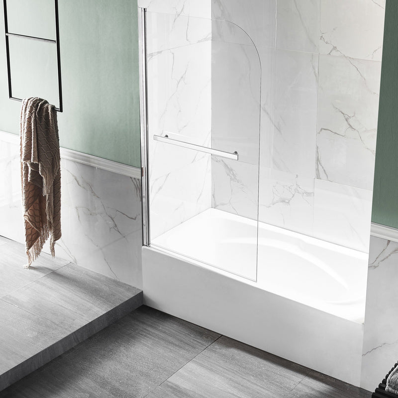 ANZZI SD-AZ053-01CH Myth 28" x 56" Frameless Tub Door with TSUNAMI GUARD in Polished Chrom, product view 6