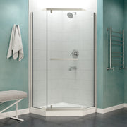 ANZZI SD-AZ056-01BN Semi-Frameless Pivot Shower Door brushed nickel frame, front room view