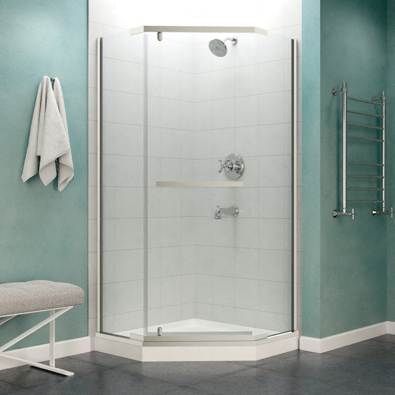 ANZZI SD-AZ056-01BN Semi-Frameless Pivot Shower Door brushed nickel frame, front room view
