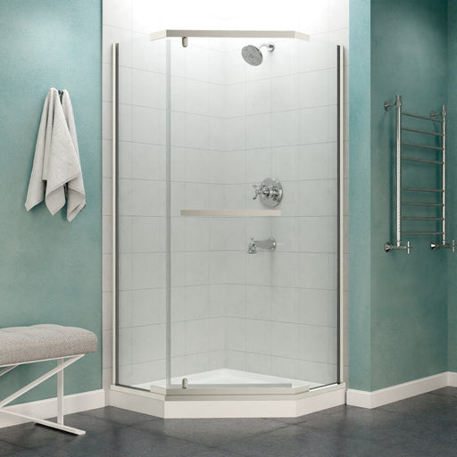 ANZZI SD-AZ056-01BN Semi-Frameless Pivot Shower Door brushed nickel frame, front room view