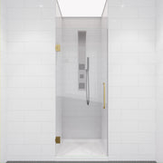 ANZZI SD-AZ09-02BG Frameless Hinged Shower Door installed in a bathroom, front view