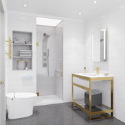 ANZZI SD-AZ09-02BG Frameless Hinged Shower Door installed in a bathroom, room view