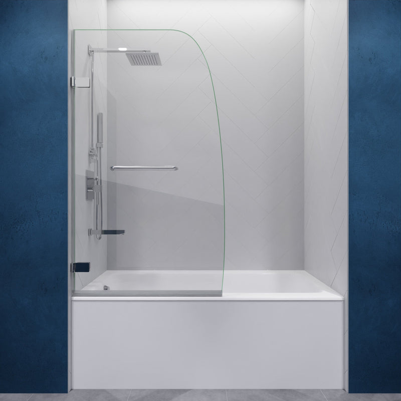 ANZZI SD-AZ10-01CH Grand 30" x 55" Frameless Hinged Tub Door with Clear Glass and Tsunami, product view