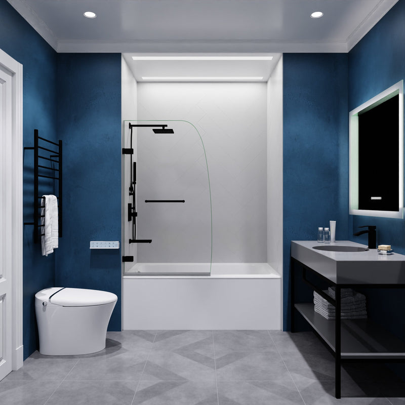 ANZZI SD-AZ10-01MB Grand 30" x 55" Frameless Hinged Tub Door with Clear Tempered Glass an, product view 2