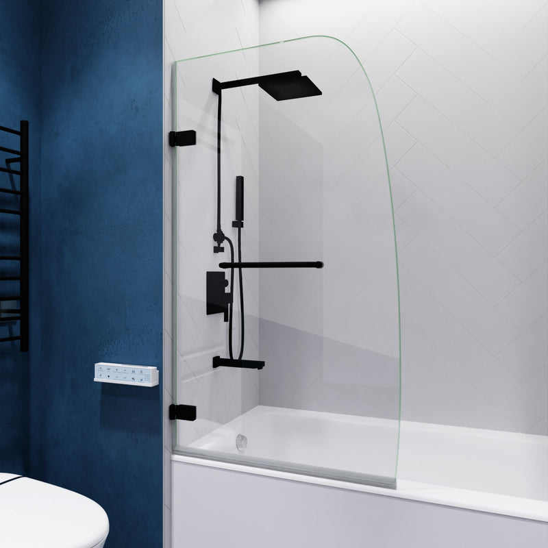 ANZZI SD-AZ10-01MB Grand 30" x 55" Frameless Hinged Tub Door with Clear Tempered Glass an, product view 4