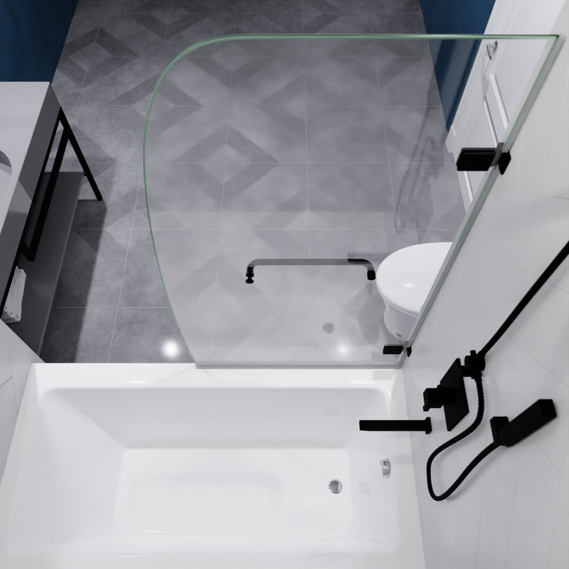 ANZZI SD-AZ10-01MB Grand 30" x 55" Frameless Hinged Tub Door with Clear Tempered Glass an, product view 5