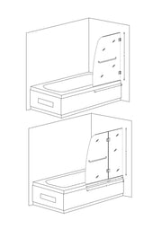 ANZZI SD-AZ11-01MB Herald 48" x 58" Frameless Hinged Tub Door with Clear Tempered Glass a, dimension drawing