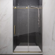 ANZZI SD-AZ13-01BG Frameless Sliding Shower Door installed in a bathroom, front view