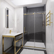 ANZZI SD-AZ13-01BG Frameless Sliding Shower Door installed in a bathroom, room view