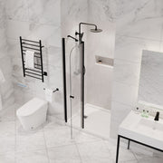 ANZZI SD-AZ14-01MB Frameless Shower Door matte black, angled room view