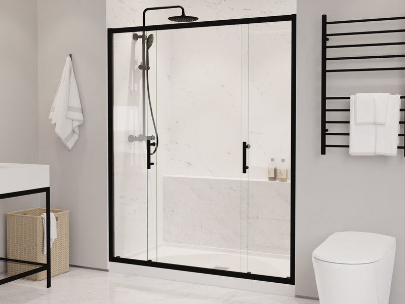ANZZI SD-AZ15-01MB Frameless Shower Door matte black, front room view