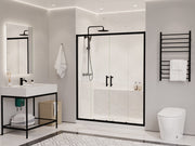 ANZZI SD-AZ15-01MB Frameless Shower Door matte black, room view with vanity