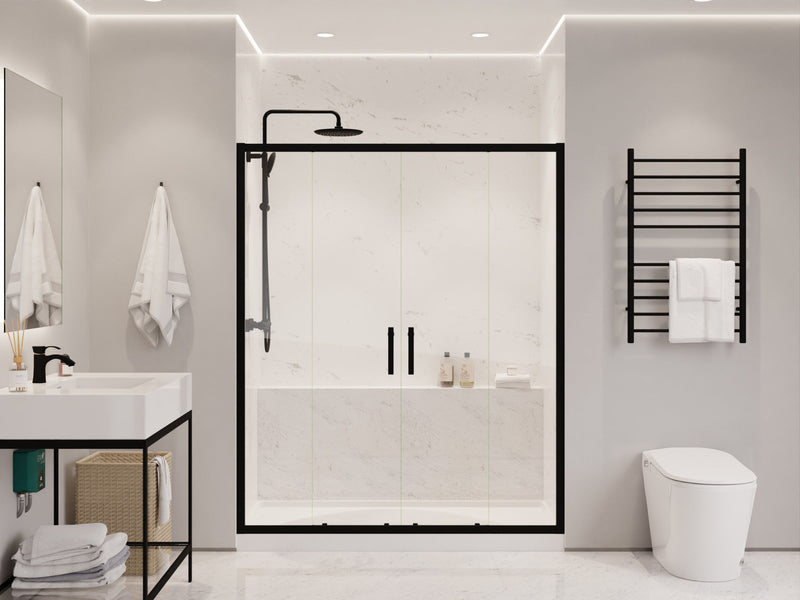 ANZZI SD-AZ15-01MB Frameless Shower Door matte black, wide room view