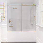 ANZZI SD-AZ17-01BG Don Series 56 to 60" x 62" Frameless Sliding Tub Door in Brushed Gold, product view