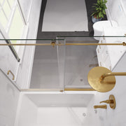 ANZZI SD-AZ17-01BG Don Series 56 to 60" x 62" Frameless Sliding Tub Door in Brushed Gold, product view 4