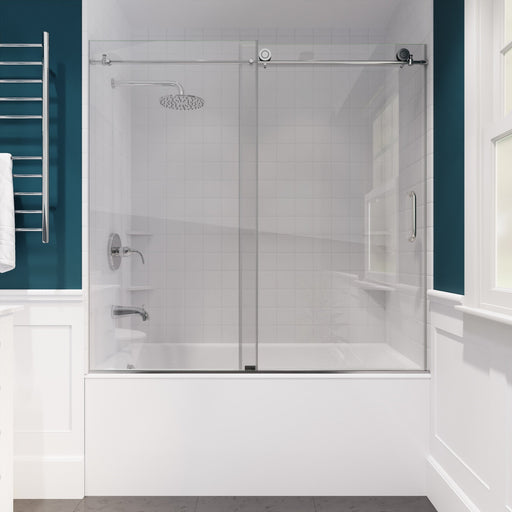 ANZZI SD-AZ17-01BN Don Series 56 to 60" x 62" Frameless Sliding Tub Door in Brushed Nicke, product view 2