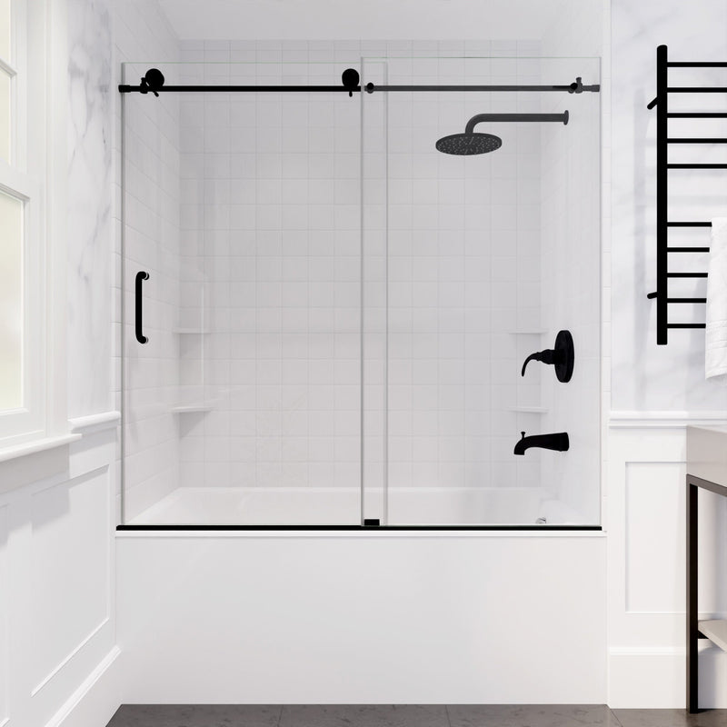 ANZZI SD-AZ17-01MB Don Series 56 to 60" x 62" Frameless Sliding Tub Door in Matte Black, product view