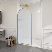 ANZZI SD-AZ18-01BG-FL Framed Shower Screen brushed gold, fluted glass, room view