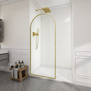ANZZI SD-AZ18-01BG Framed Shower Screen brushed gold, clear glass, room view