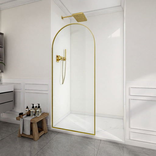 ANZZI SD-AZ18-01BG Framed Shower Screen brushed gold, clear glass, room view