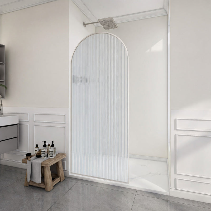ANZZI SD-AZ18-01BN-FL Framed Shower Screen brushed nickel, fluted glass, room view