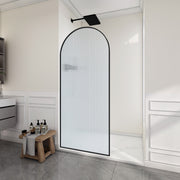 ANZZI SD-AZ18-01MB-FL Framed Shower Screen matte black, fluted glass, room view