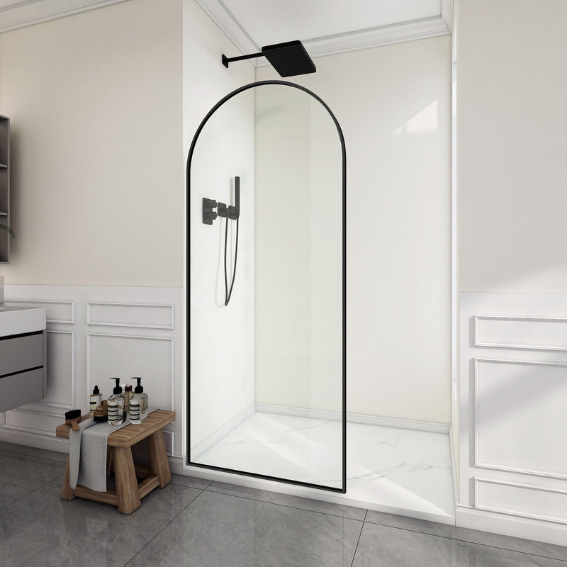 ANZZI SD-AZ18-01MB Framed Shower Screen matte black, clear glass, room view
