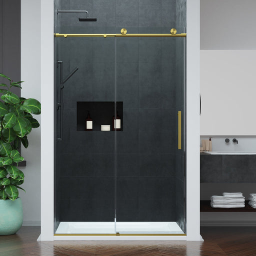 ANZZI SD-AZ20-01BG Frameless Sliding Shower Door brushed gold, front room view
