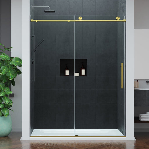 ANZZI SD-AZ20-02BG Frameless Sliding Shower Door brushed gold, front room view