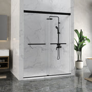 ANZZI SD-AZ21-02MB Frameless Sliding Shower Door matte black, front view