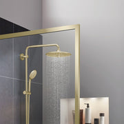 ANZZI SD-AZ22-01BG Framed Shower Screen brushed gold, clear glass, close view of frame
