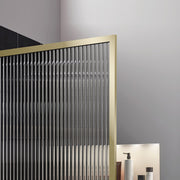 ANZZI SD-AZ22-01BG-FL Framed Shower Screen brushed gold, fluted glass, close view of fluted glass