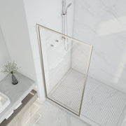 ANZZI SD-AZ22-01BN Framed Shower Screen brushed nickel, clear glass, angled top view