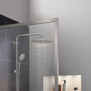 ANZZI SD-AZ22-01BN Framed Shower Screen brushed nickel, clear glass, close view of frame