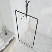 ANZZI SD-AZ22-01MB Framed Shower Screen matte black, clear glass, angled top view