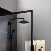 ANZZI SD-AZ22-01MB Framed Shower Screen matte black, clear glass, close view of frame
