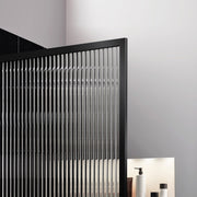 ANZZI SD-AZ22-01MB-FL Framed Shower Screen matte black, fluted glass, close view of fluted glass