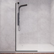 ANZZI SD-AZFL06001MB Fixed Shower Screen matte black frame, clear glass, side view