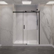 ANZZI SD-FRLS05701MB Frameless Sliding Shower Door matte black, front view