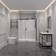 ANZZI SD-FRLS05701MB Frameless Sliding Shower Door matte black, room view